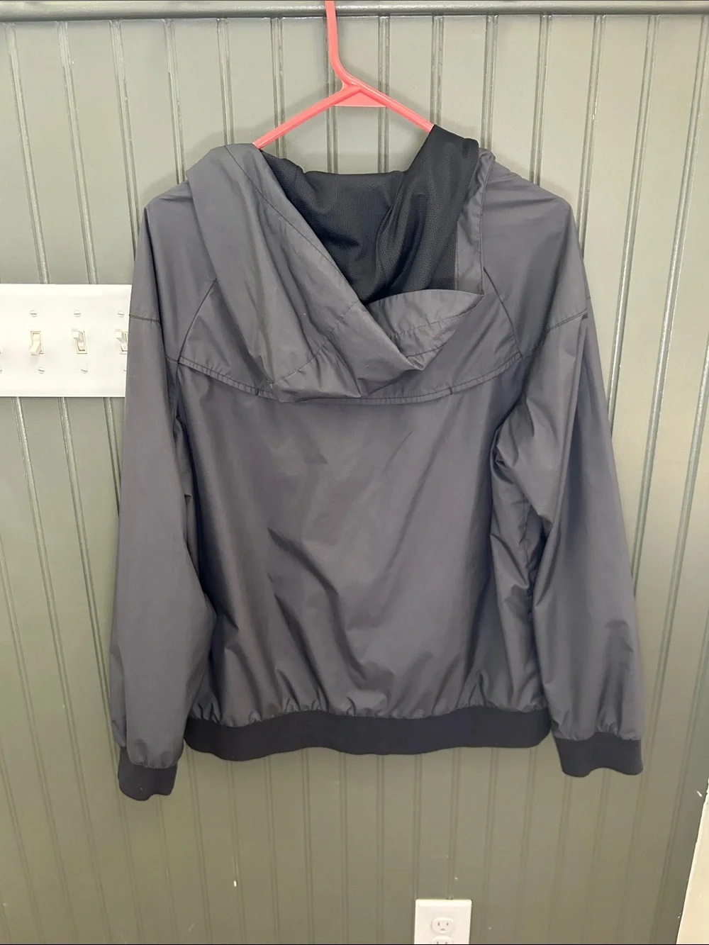 Nike Dark Gray Hooded Windbreaker with White Swoosh